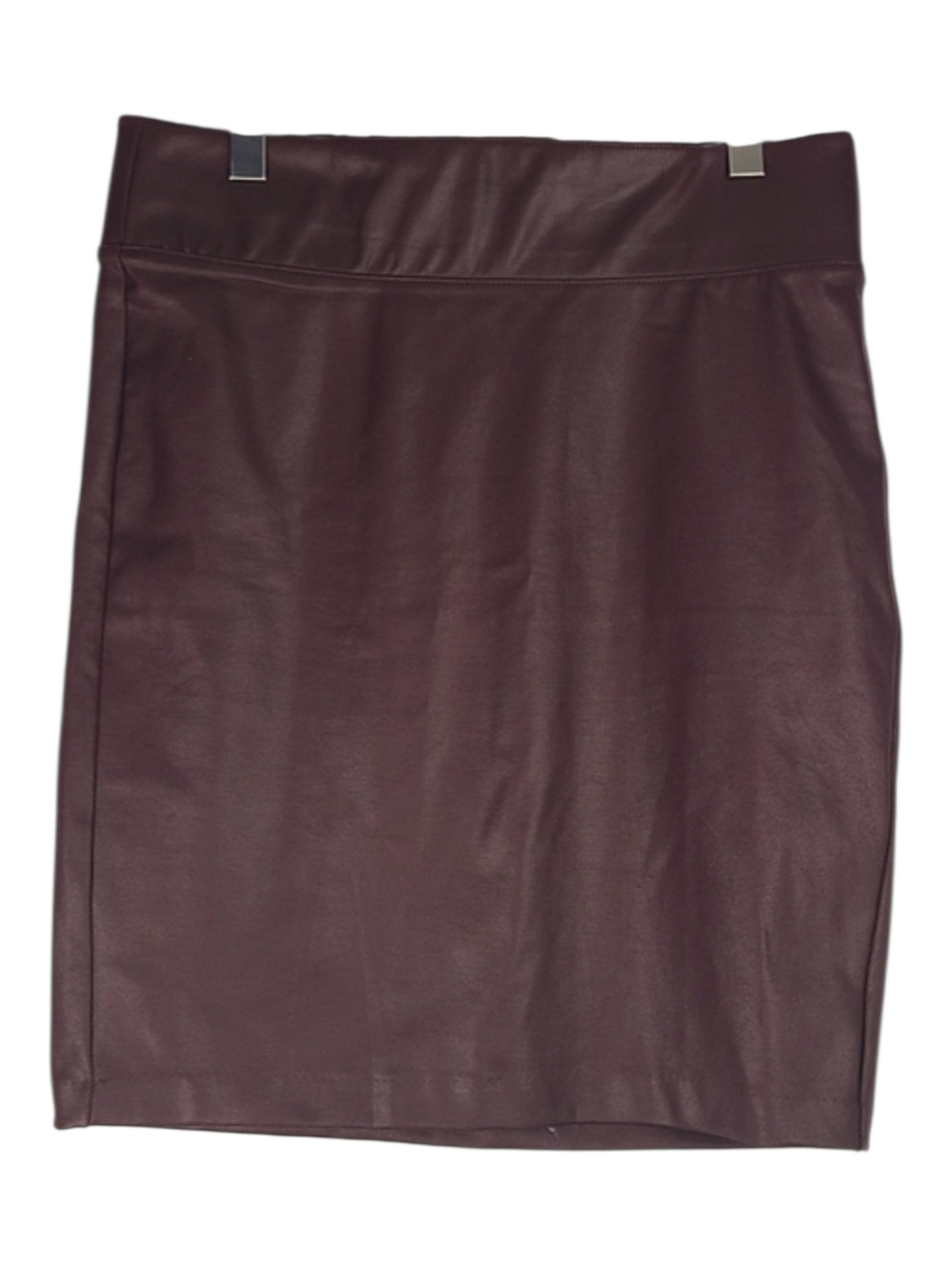 D. Jeans Maroon Waxed Pencil Mini Skirt Size 12 | High Waist Bodycon Stretch